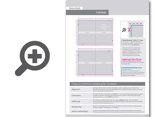Product Bild faltblatt__gefalzt_auf_din_a7__4-seiter__beidseitig_bedruckt_(4_4_farbig_+_1_sonderfarbe_hks)